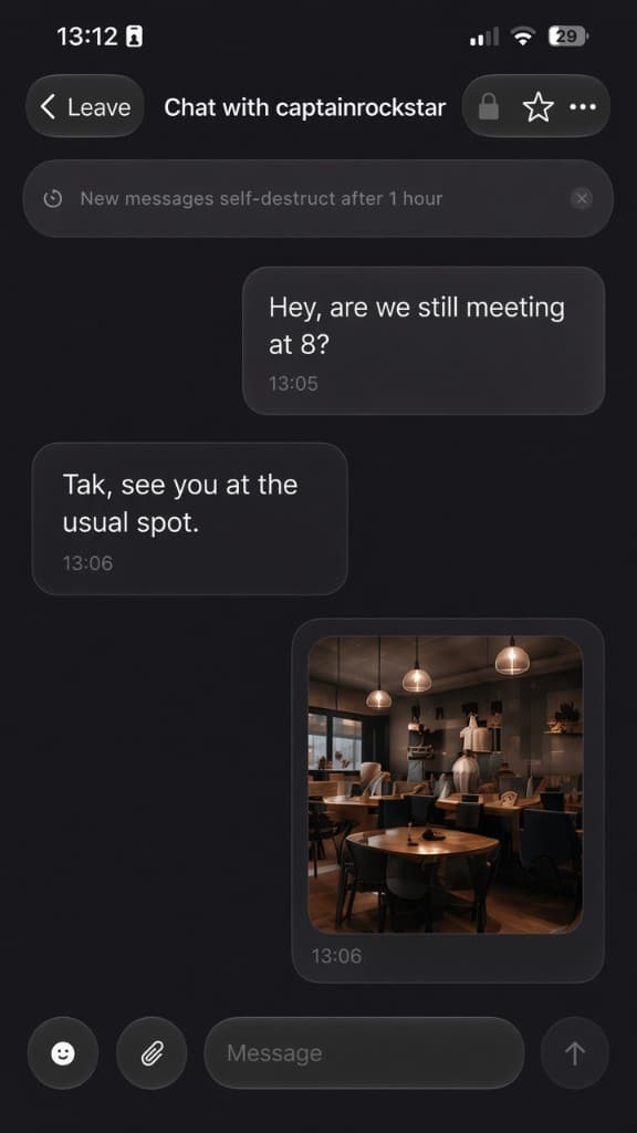 Flash Chats conversation with self-destructing messages